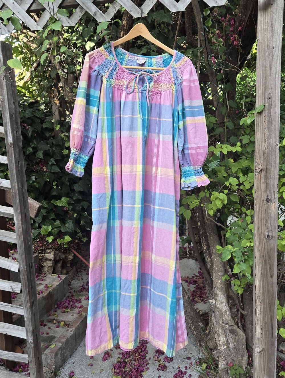 Vintage 80s Cotton Plaid Housedress s-l